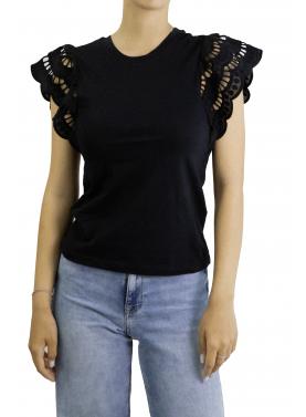 T shirt tinta unita con volant Only